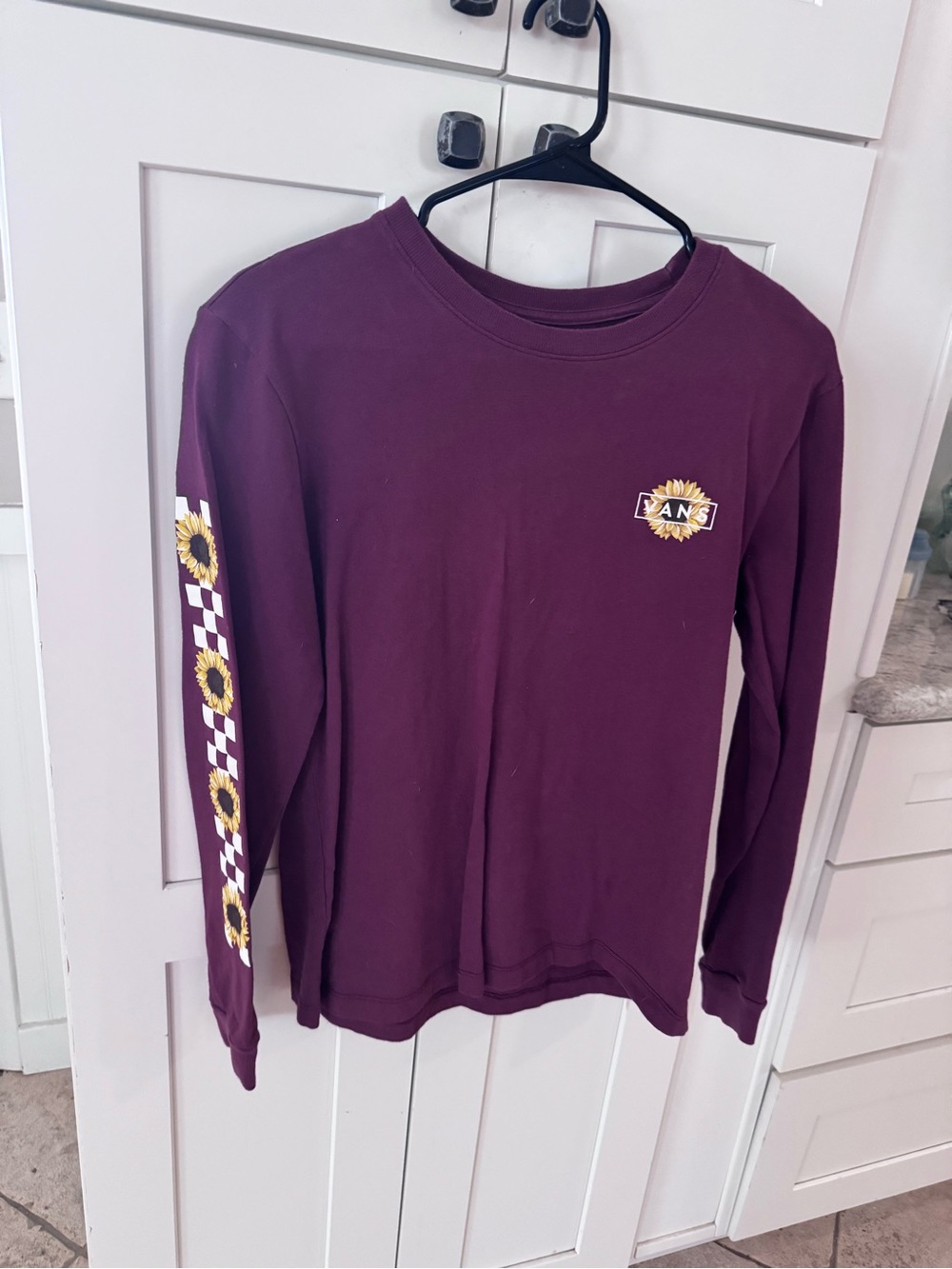 Vans Long Sleeve Sunflower Graphic Tee - Maroon